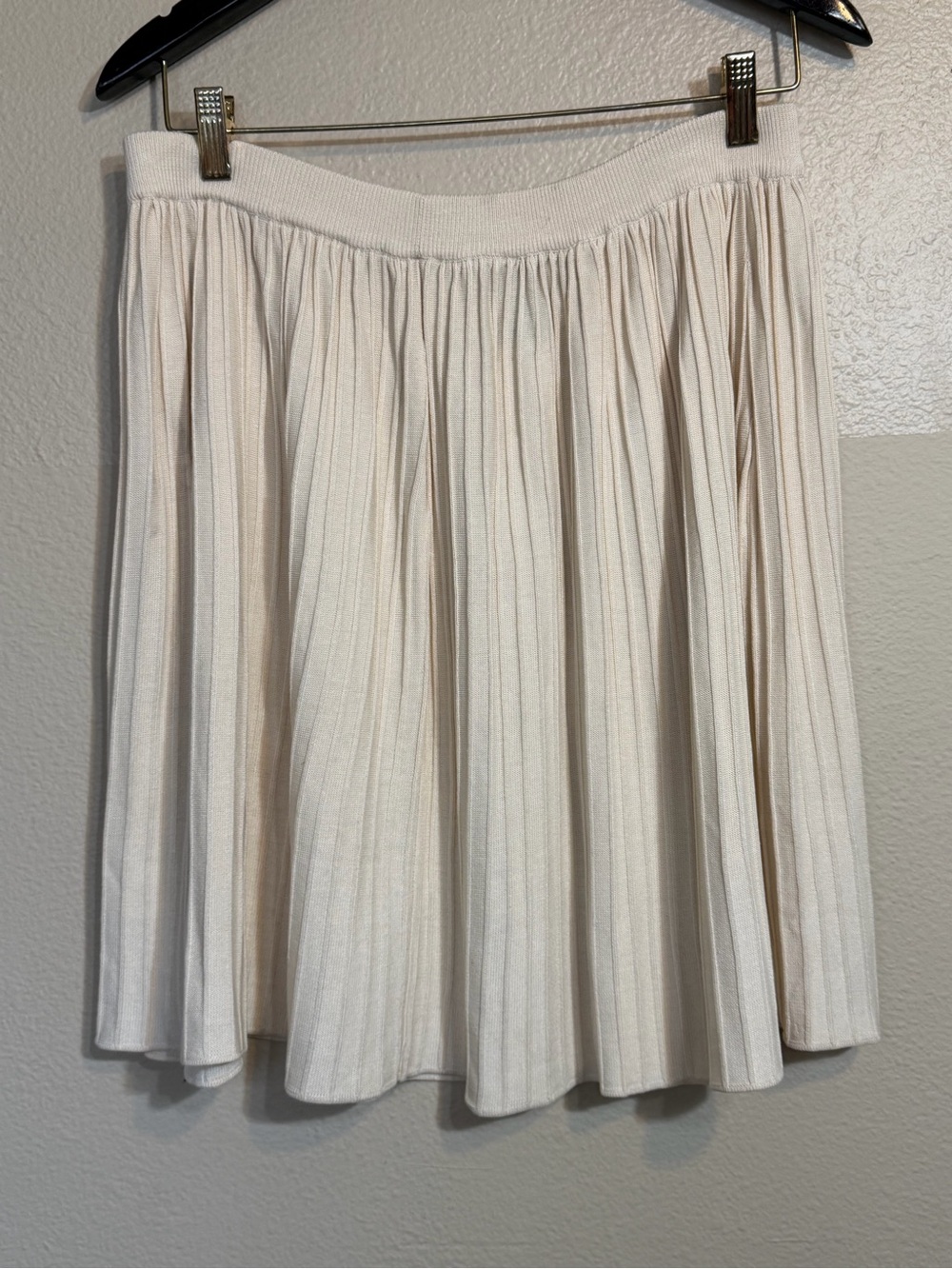 Vintage ZZ Silk Cream Pleated Knit Skirt - Women